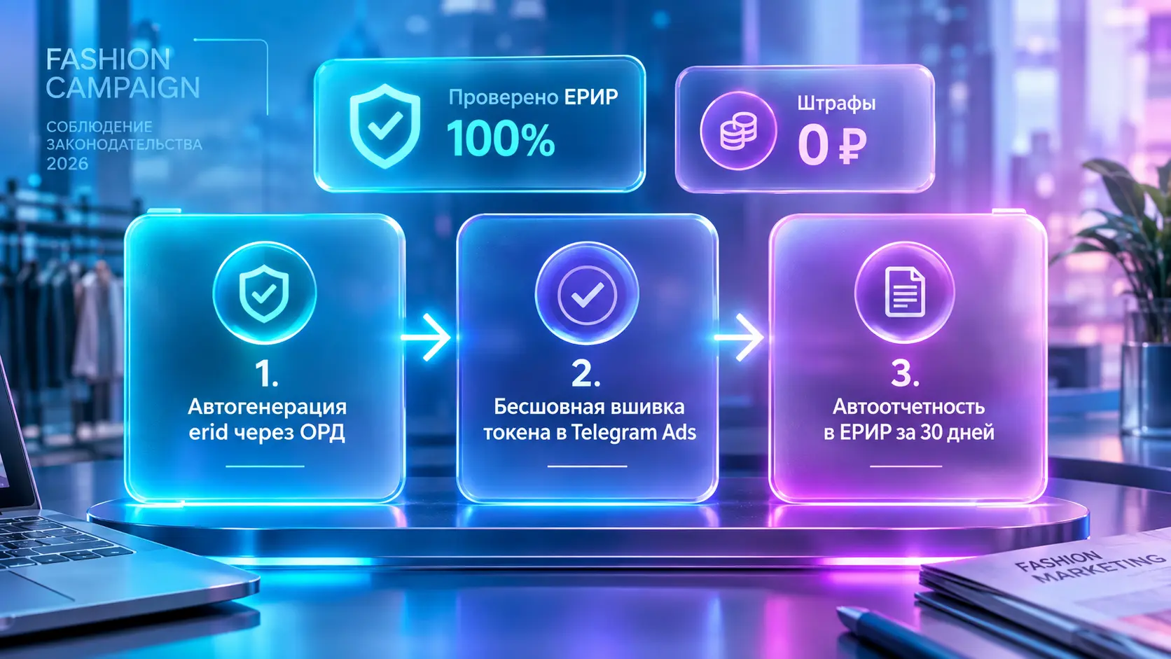 Пошаговая схема маркировки Telegram Ads для брендов одежды