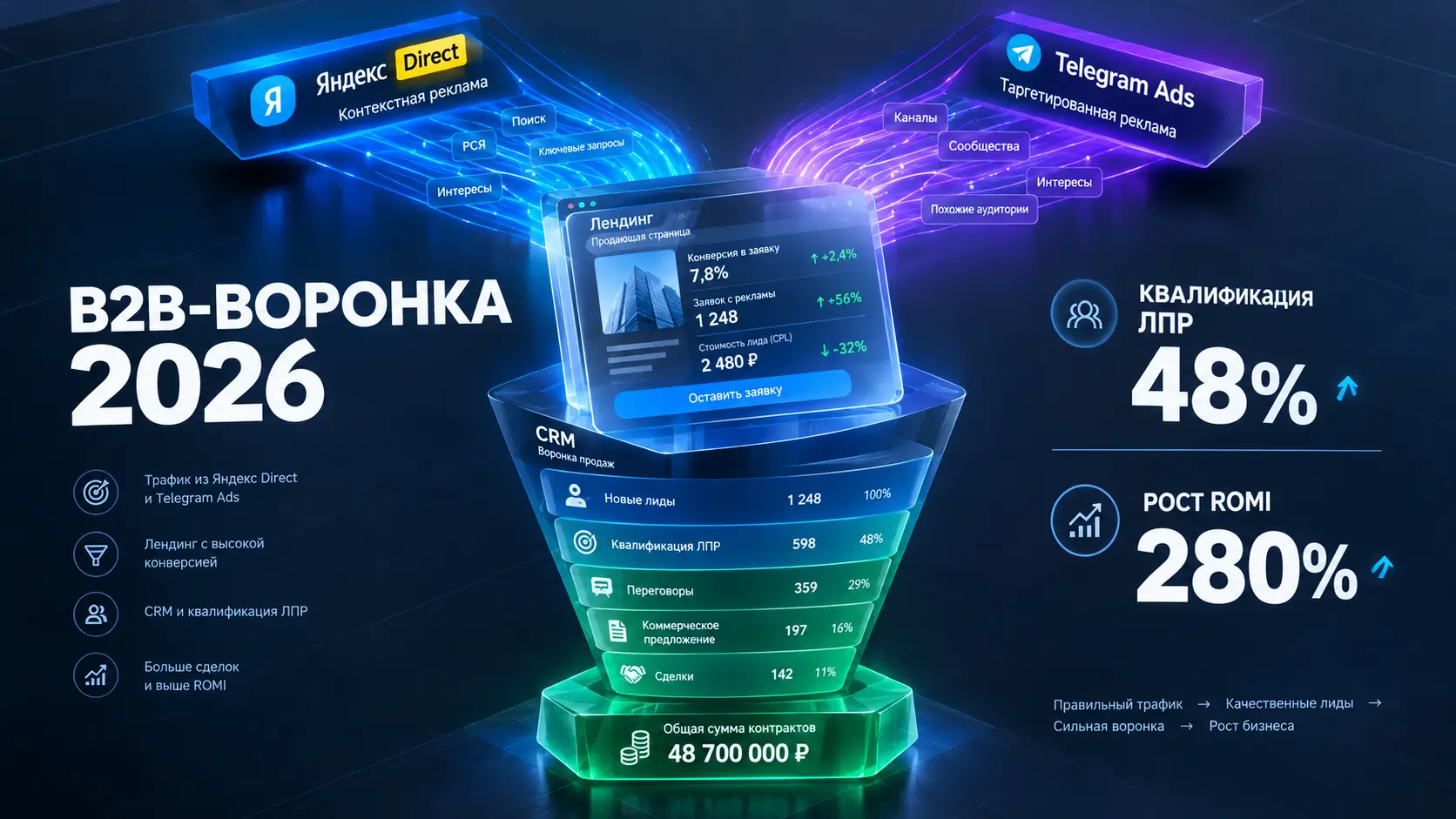 Как продвигать B2B-сайт: поиск лиц, принимающих решения, через Яндекс Директ и Telegram Ads