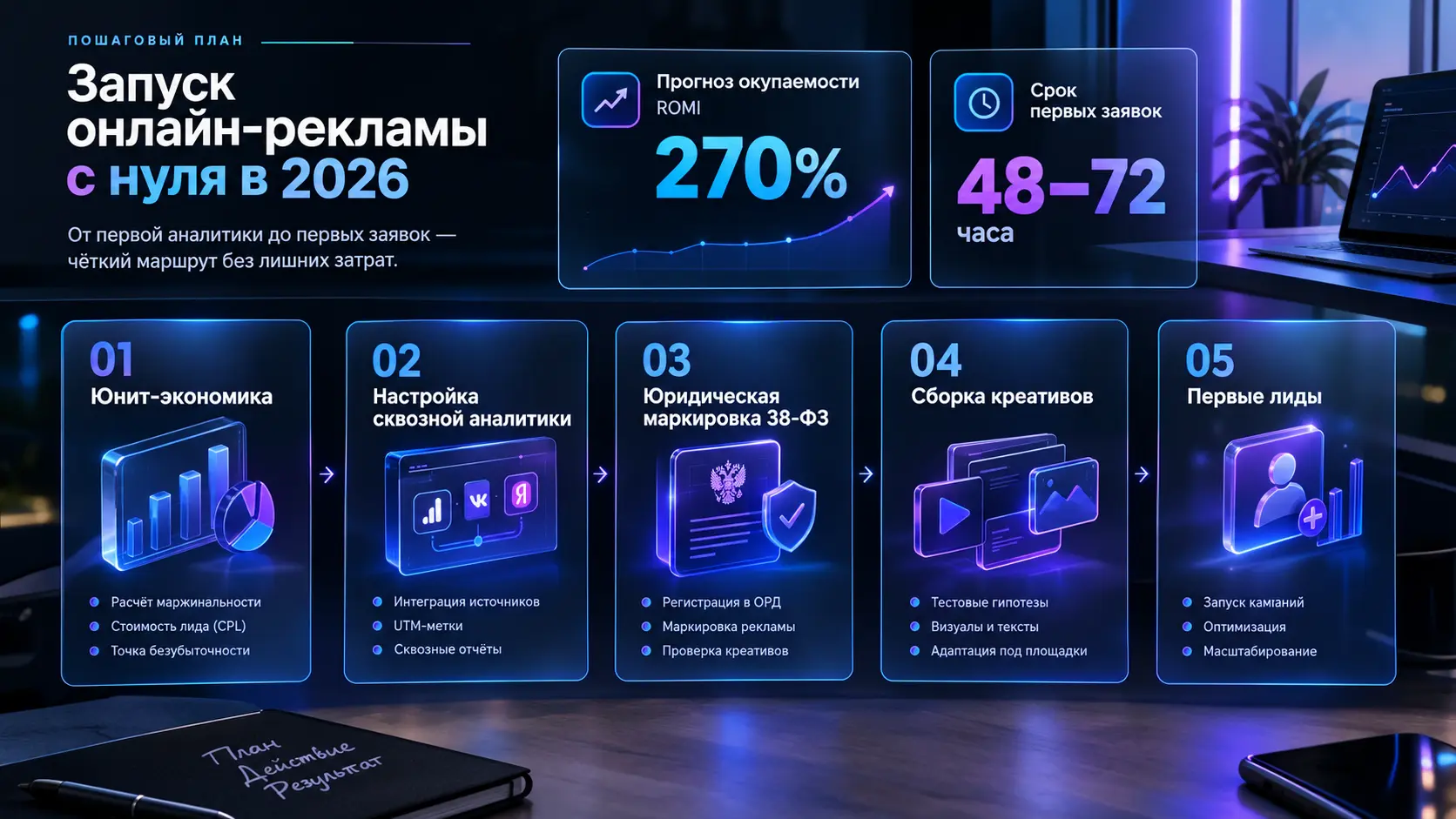 Пошаговый запуск интернет-рекламы с нуля: чек-лист для первого запуска