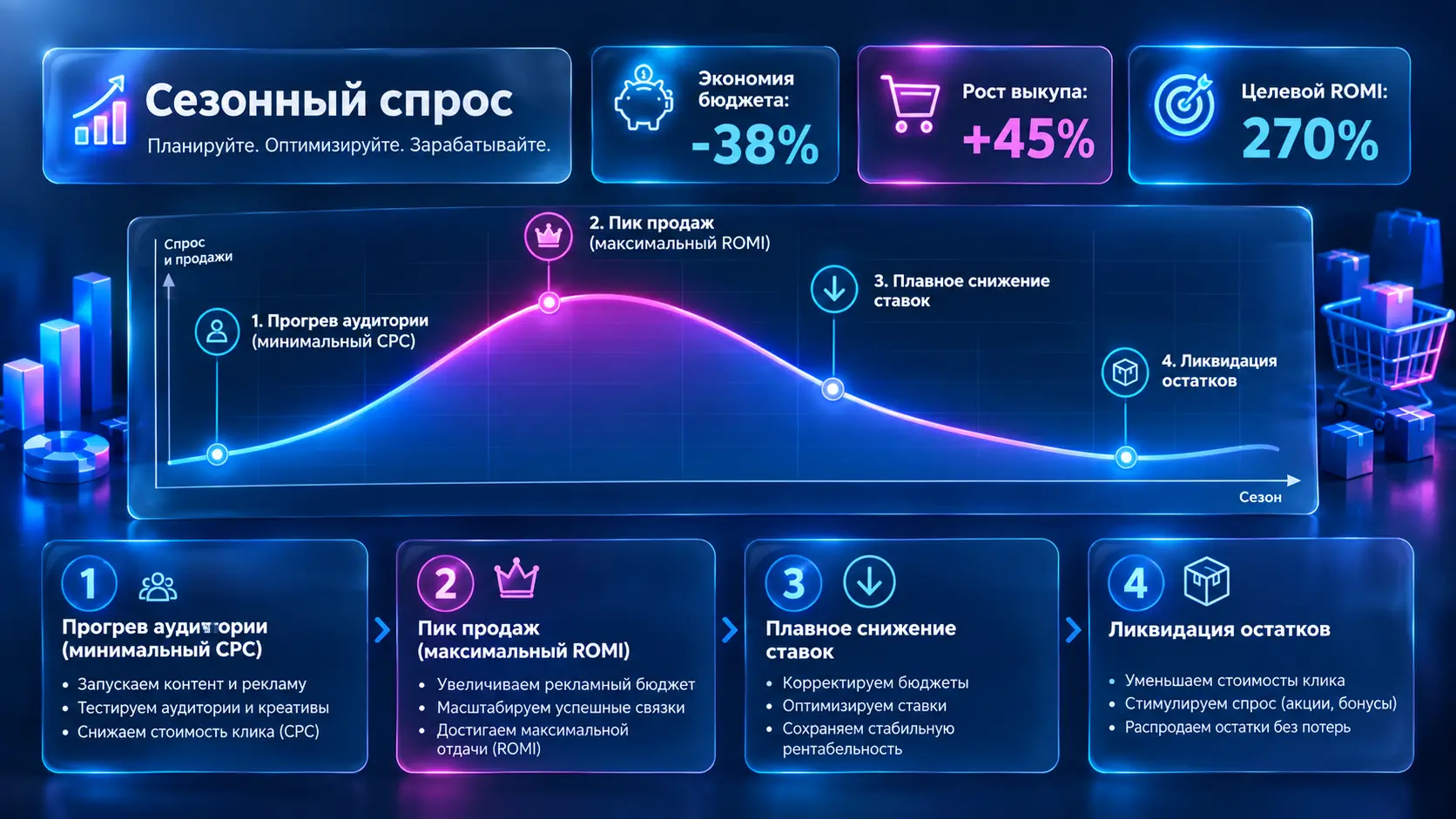 Продвижение сезонных товаров: когда начинать прогрев и как плавно снижать ставки