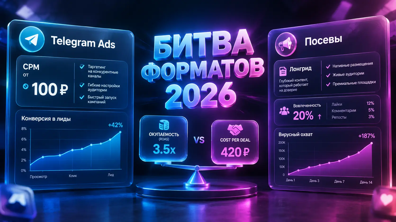 Telegram Ads против посевов в каналах: битва форматов для продвижения сложных продуктов