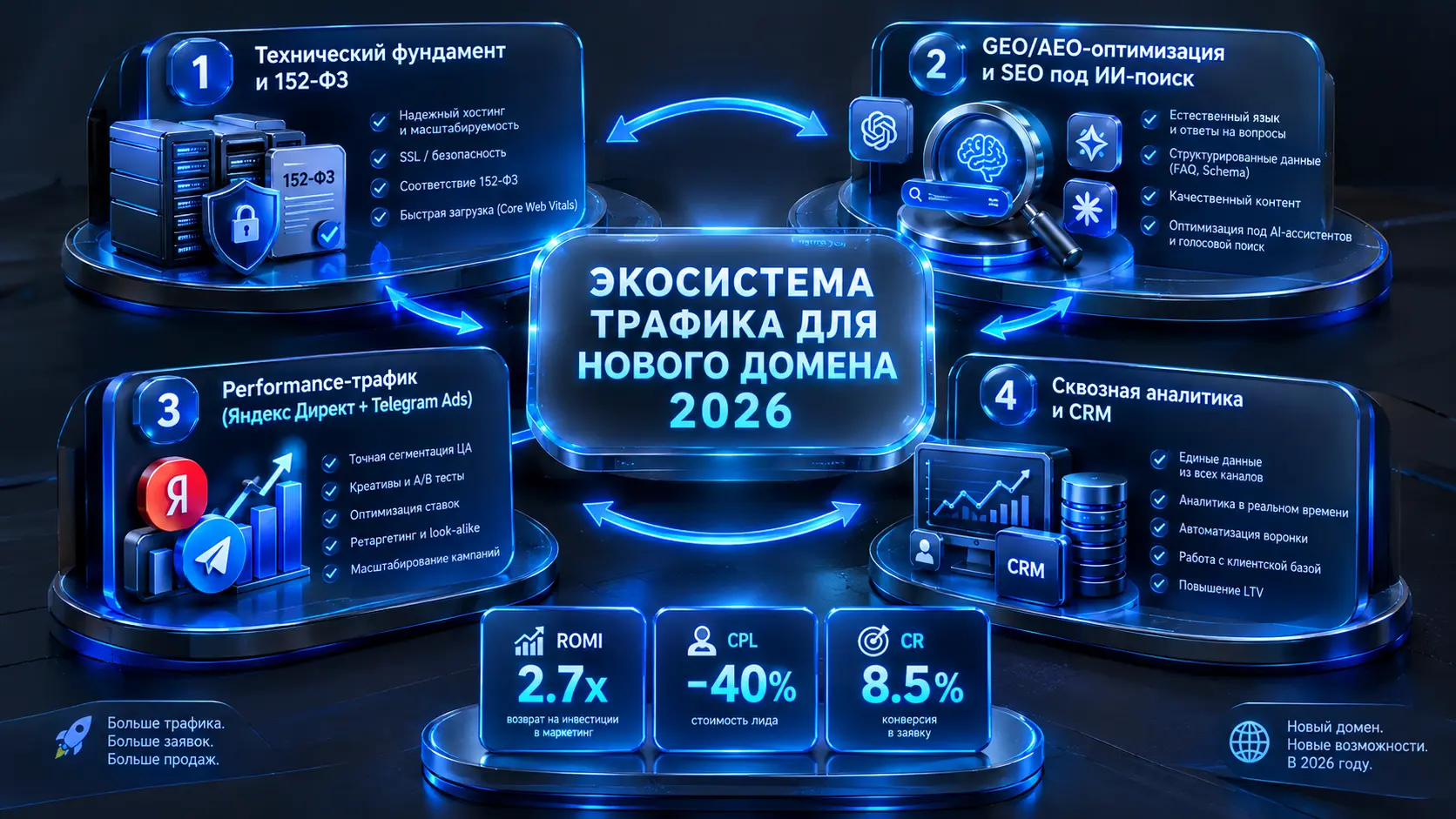 Как раскрутить сайт с нуля в 2026 году: пошаговый план от SEO до контекста