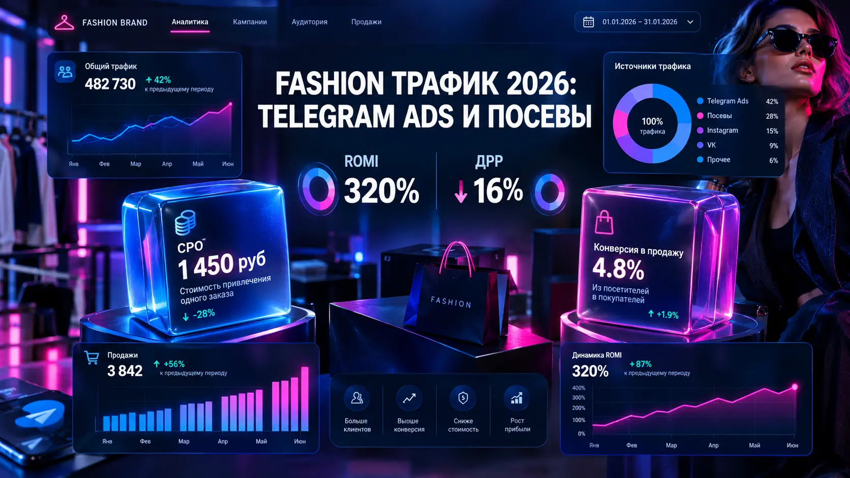 Трафик для брендов одежды из Telegram Ads и посевов: форматы и механики