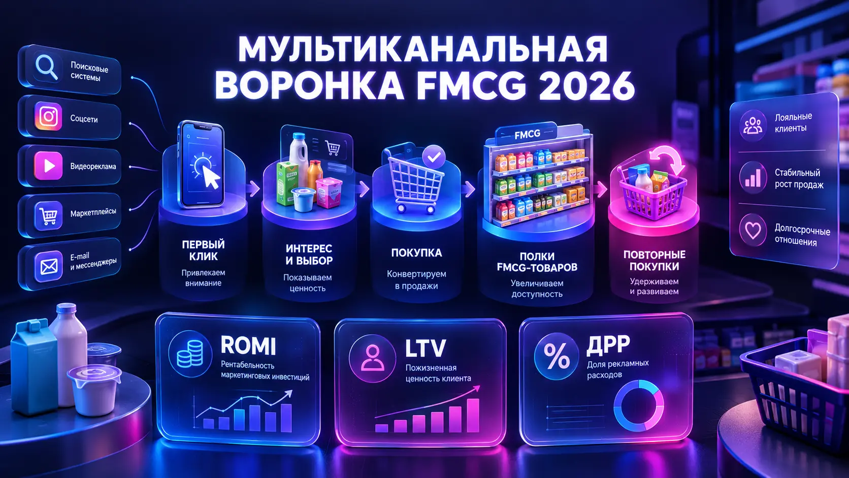 Стратегия продвижения FMCG-товаров массового спроса: от первого клика до повторной покупки