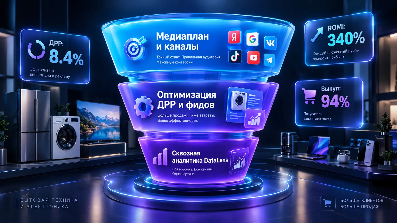 Разбор стратегии продвижения интернет-магазина электроники: от медиаплана до сквозных отчетов
