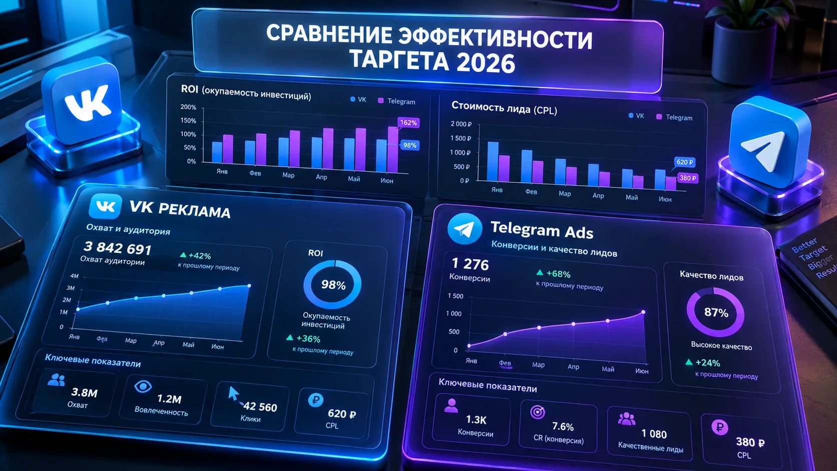 Таргет ВКонтакте vs Telegram Ads: где таргетированная интернет-реклама окупается быстрее